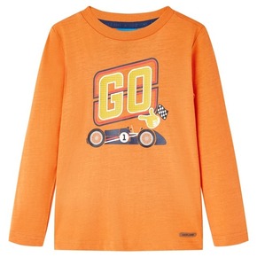VidaXL Otroška majica z dolgimi rokavi temno oranžna 116