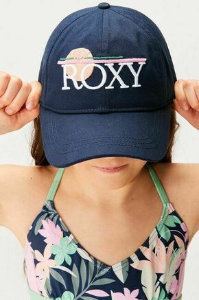Otroška bombažna bejzbolska kapa Roxy BLONDIE GIRL mornarsko modra barva - mornarsko modra. Kapa s šiltom vrste snapback iz kolekcije Roxy. Model izdelan iz materiala z nalepko.