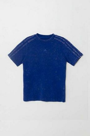 Otroška bombažna kratka majica adidas - modra. Otroške kratka majica iz kolekcije adidas