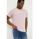 Bombažna kratka majica Pepe Jeans Eggo moška, roza barva - roza. Lahkotna kratka majica iz kolekcije Pepe Jeans, izdelana iz visokokakovostne pletenine, ki je bila izdelana na trajnostni način. Model iz izjemno udobne bombažne tkanine.