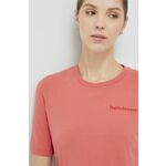 Bombažna kratka majica Peak Performance roza barva - roza. Kratka majica iz kolekcije Peak Performance. Model izdelan iz enobarvne pletenine. Izjemno udoben material, izdelan iz naravnih vlaken.