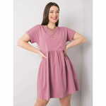 BASIC FEEL GOOD Ženska obleka s kratkimi rokavi plus velikost MOLLY temno roza RV-SK-6292.09P_361515 4XL