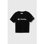 Otroška bombažna kratka majica Columbia Valley Creek Short črna barva - črna. Otroška lahkotna kratka majica iz kolekcije Columbia, izdelana iz pletenine, prijetne na otip. Model iz izjemno udobne bombažne tkanine.