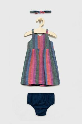 Otroška bombažna obleka GAP - pisana. Otroška Lahka obleka iz kolekcije GAP. Nabran model izdelan iz vzorčaste tkanine. Priložen trak za lase.