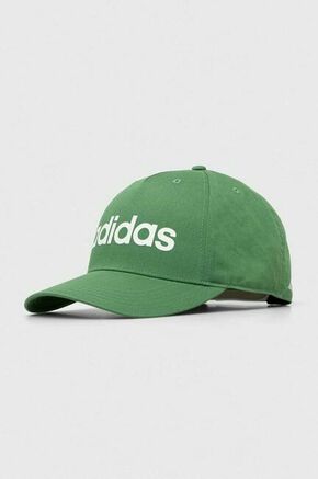 Bombažna bejzbolska kapa adidas zelena barva - zelena. Kapa s šiltom vrste baseball iz kolekcije adidas. Model izdelan iz tkanine z nalepko.