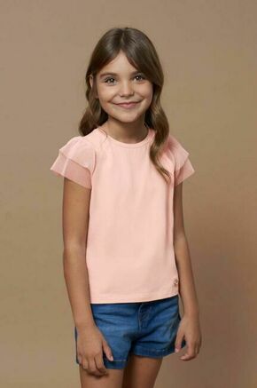 Otroška bombažna kratka majica Mayoral roza barva - roza. Otroške kratka majica iz kolekcije Mayoral. Model izdelan iz tanke