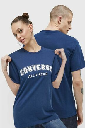 Bombažna kratka majica Converse mornarsko modra barva - mornarsko modra. Lahkotna kratka majica iz kolekcije Converse. Model izdelan iz tanke