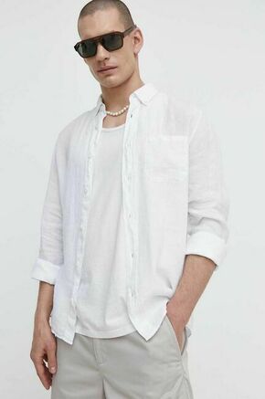 Lanena srajca HUGO bela barva