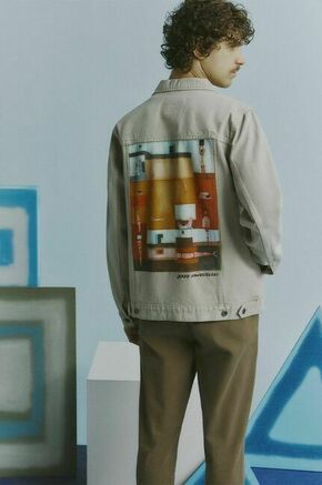 Bombažna jakna iz jeansa Medicine bež barva - bež. Jakna iz posebne kolekcije Jerzy Nowosielski x Medicine. Nepodložen model