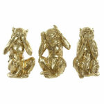 NEW Okrasna Figura DKD Home Decor Zlat Resin Kolonialno Opica 13 x 11 x 19,5 cm (3 Kosi)
