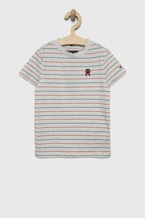 Otroška kratka majica Tommy Hilfiger siva barva - siva. Otroški Lahkotna kratka majica iz kolekcije Tommy Hilfiger. Model izdelan iz tanke