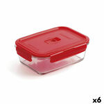 NEW Hermetična Škatla za Malico Luminarc Pure Box Rdeča 16 x 11 cm 820 ml Steklo (6 kosov)