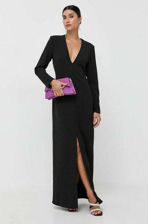 Obleka Silvian Heach črna barva - črna. Obleka iz kolekcije Silvian Heach. Model izdelan iz tkanine z nalepko. Poliester zagotavlja večjo odpornost na gubanje.