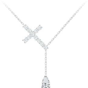 Preciosa Srebrna ogrlica Cross Shiny Cross s kubičnim cirkonijem Preciosa 5301 00 srebro 925/1000