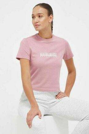Bombažna kratka majica Napapijri roza barva - roza. Kratka majica iz kolekcije Napapijri