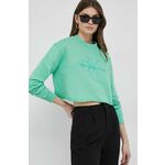 Bombažen pulover Calvin Klein Jeans ženska, zelena barva - zelena. Pulover iz kolekcije Calvin Klein Jeans. Model, izdelan iz tanke, rahlo elastične pletenine. Zračni model, ki podpira udobje pri uporabi.