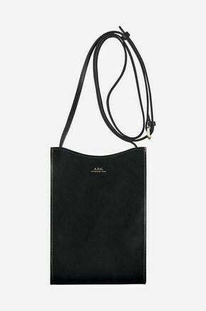 Usnjena torbica za okoli pasu A.P.C. Neck Pouch Jamie PXB črna barva - črna. Majhna torbica za okoli pasu iz kolekcije A.P.C. Model brez zapenjanja