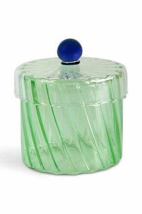 Posoda s pokrovom &amp;k amsterdam Jar Spiral - zelena. Posoda s pokrovom iz kolekcije &amp;k amsterdam. Model izdelan iz stekla.