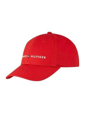Otroška bombažna bejzbolska kapa Tommy Hilfiger rdeča barva - rdeča. Otroški kapa s šiltom vrste baseball iz kolekcije Tommy Hilfiger. Model izdelan iz materiala z nalepko.