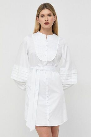 Obleka Guess bela barva - bela. Lahkotna obleka iz kolekcije Guess. Nabran model