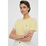 Bombažna kratka majica Polo Ralph Lauren ženski, rumena barva - rumena. Kratka majica iz kolekcije Polo Ralph Lauren, izdelana iz elastične pletenine. Model iz mehke in na otip prijetne tkanine.