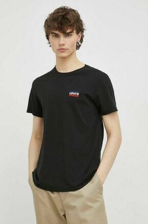 Bombažna kratka majica Levi's 2-pack črna barva - črna. Oprijeta kratka majica iz kolekcije Levi's. Model izdelan iz tanke