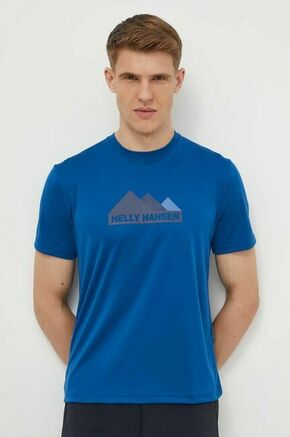 Športna kratka majica Helly Hansen rumena barva - modra. Športna kratka majica iz kolekcije Helly Hansen. Model izdelan iz hitrosušečega materiala.