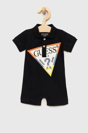 Otroški pajac Guess - mornarsko modra. Pajac za dojenčka iz kolekcije Guess. Model izdelan iz pletenine z nalepko.
