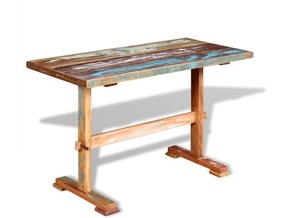 VIDAXL Jedilna miza s podnožjem trden predelan les 120x58x78 cm