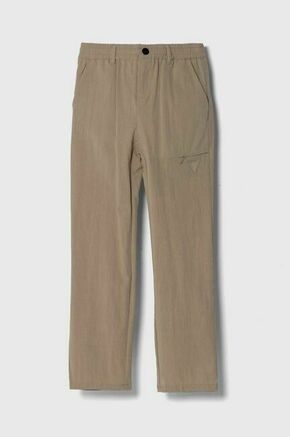 Otroške hlače Guess bež barva - bež. Otroški hlače iz kolekcije Guess. Model izdelan iz enobarvne tkanine. Model iz izjemno udobne tkanine z visoko vsebnostjo liocela.