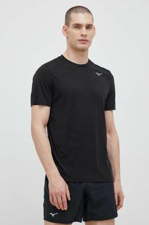 Kratka majica za tek Mizuno Impulse črna barva - črna. Kratka majica za tek iz kolekcije Mizuno. Model izdelan iz materiala