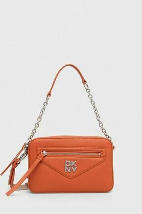 Usnjena torbica Dkny oranžna barva - oranžna. Majhna torbica iz kolekcije Dkny. Model na zapenjanje