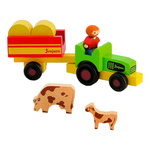 Jeujura Lesene figure za gradbene komplete Kmet s traktorjem 7 delov