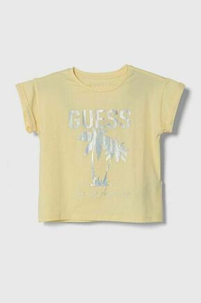 Otroška kratka majica Guess rumena barva - rumena. Otroške kratka majica iz kolekcije Guess. Model izdelan iz tanke