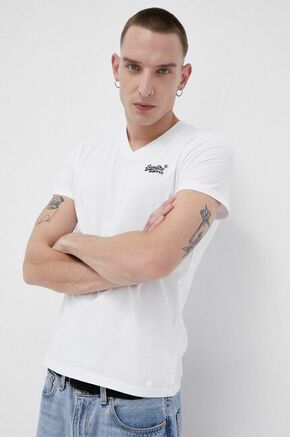 Bombažen t-shirt Superdry bela barva - bela. Top iz kolekcije Superdry. Model izdelan iz rahlo elastične pletenine.