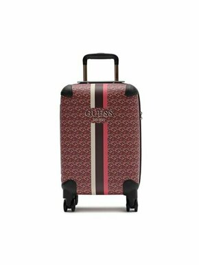 Kovček Guess rjava barva - roza. Kovček iz kolekcije Guess. Model izdelan iz ekološkega usnja.