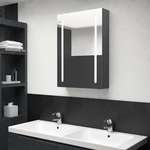 vidaXL LED kopalniška omarica z ogledalom siva 50x13x70 cm