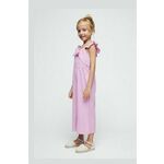 Otroška platnena obleka Mayoral vijolična barva - vijolična. Otroške kombinezon iz kolekcije Mayoral, izdelan iz enobarvne tkanine. Model iz izjemno udobne, zračne tkanine.