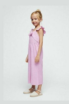 Otroška platnena obleka Mayoral vijolična barva - vijolična. Otroške kombinezon iz kolekcije Mayoral