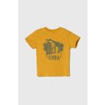 Otroška bombažna kratka majica zippy rumena barva - rumena. Otroške kratka majica iz kolekcije zippy, izdelana iz pletenine s potiskom. Model iz zračne bombažne tkanine.
