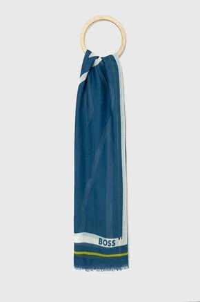 Ruta s primesjo volne BOSS - modra. Ruta iz kolekcije BOSS. Model izdelan iz vzorčaste tkanine.