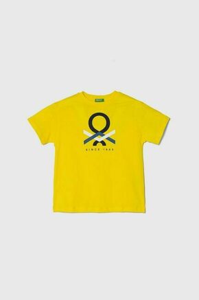 Otroška bombažna kratka majica United Colors of Benetton rumena barva - rumena. Otroške lahkotna kratka majica iz kolekcije United Colors of Benetton
