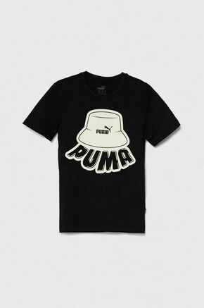 Otroška bombažna kratka majica Puma ESS+ MID 90s Graphic B črna barva - črna. Otroška lahkotna kratka majica iz kolekcije Puma