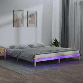 Vidaxl LED posteljni okvir 150x200 cm 5FT trden les