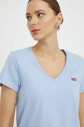 Bombažna kratka majica Levi's ženski - modra. Lahkotna kratka majica iz kolekcije Levi's