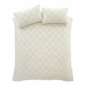 Kremno bela bouclé posteljnina za zakonsko posteljo 200x200 cm Cosy Checkerboard – Catherine Lansfield