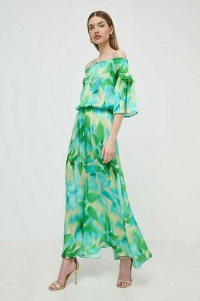 Obleka Liu Jo zelena barva - zelena. Obleka iz kolekcije Liu Jo. Model izdelan iz vzorčaste tkanine. Poliester zagotavlja večjo odpornost na gubanje.