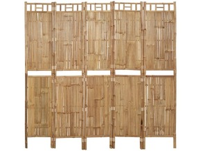 VIDAXL Paravan 5-delni iz bambusa 200x180 cm