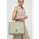 Torbica Furla zelena barva - zelena. Velika nakupovalna torbica iz kolekcije Furla. Model brez zapenjanja, izdelan iz kombinacije tekstilnega materiala, ekološkega usnja in naravnega usnja.