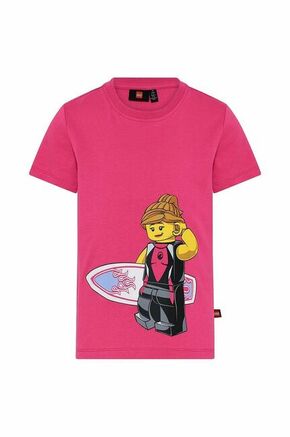 Otroška kratka majica Lego roza barva - roza. Otroške kratka majica iz kolekcije Lego. Model izdelan iz tanke
